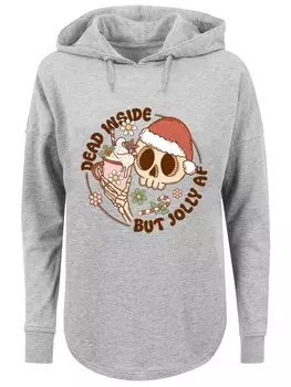 Пуловер F4NT4STIC Oversized Hoodie Dead inside but jolly AF Weihnachten, серый