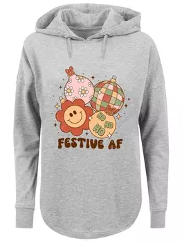 Пуловер F4NT4STIC Oversized Hoodie Festive AF Weihnachten Tree Balls, серый