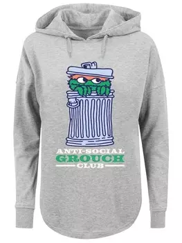 Пуловер F4NT4STIC Oversized Hoodie Sesamstrae Anti Social Grouch Club, серый