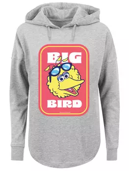 Пуловер F4NT4STIC Oversized Hoodie Sesamstrae Bilbo Big Bird Sticker, серый