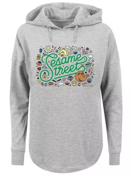 Пуловер F4NT4STIC Oversized Hoodie Sesamstrae Collage Coloured, серый