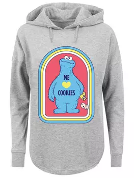 Пуловер F4NT4STIC Oversized Hoodie Sesamstrae Cookie Monster Me, серый