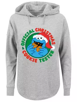 Пуловер F4NT4STIC Oversized Hoodie Sesamstrasse Weihnachten Keks Tester, серый