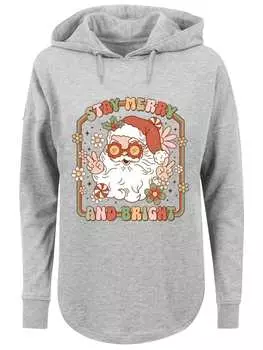 Пуловер F4NT4STIC Oversized Hoodie Stay Merry And Bright Hippie Santa, серый