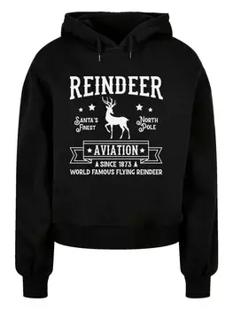 Пуловер F4NT4STIC Oversized Hoody Reindeer Aviation Retro Weihnachten Sign, черный