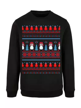 Пуловер F4NT4STIC Sweatshirt Christmas Pinguin Muster, черный