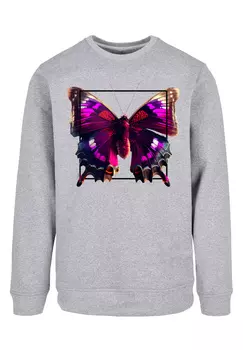 Пуловер F4NT4STIC Sweatshirt Pink Schmetterling CREWNECK, цвет grau meliert
