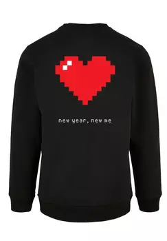 Пуловер F4NT4STIC Sweatshirt Pixel Herz Happy New Year Silvester, черный