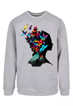 Пуловер F4NT4STIC Sweatshirt Schmetterling Silhouette CREW, цвет grau meliert