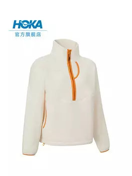 Пуловер флисовый женский Hoka One One с полумолнией, белый / оранжевый