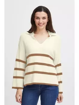 Пуловер Fransa Strickpullover FRALLY PU 2 20613264 stylicher Strickpullover mit Kragen, коричневый