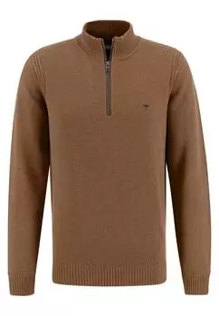 Пуловер FYNCH HATTON Troyer Zip, Structure, цвет Walnut bro