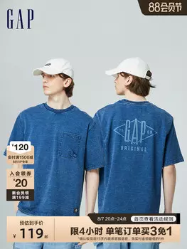 Пуловер Gap с круглым вырезом и логотипом, темно-синий