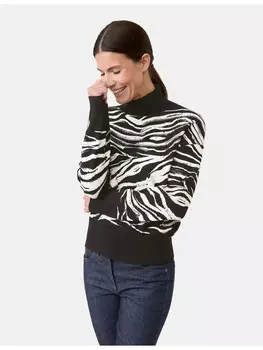 Пуловер Gerry Weber Langarm Rundhals, цвет black/off white jaquard