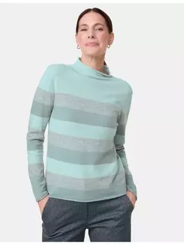 Пуловер Gerry Weber Langarm Rundhals, цвет mint/hazy mint stripes