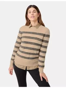 Пуловер Gerry Weber Langarm Rundhals, цвет nature/black stripe