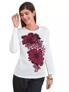 Пуловер GOLDNER, цвет cremewei/winterrot