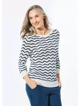 Пуловер GOLDNER Strick, цвет cremewei/gemustert