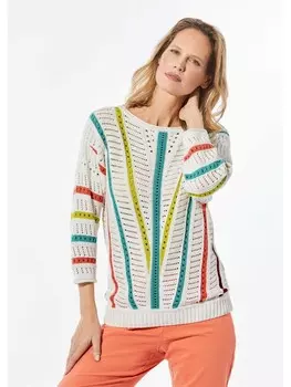 Пуловер GOLDNER Strick, цвет cremewei/gemustert