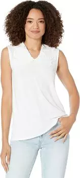 Пуловер H Halston Sleeveless V-Neck Eyelet Pullover, белый