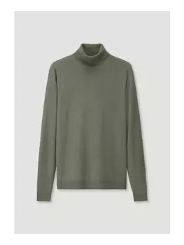 Пуловер Hessnatur Rollkragen Regular aus reiner Bio Merinowolle, оливковый