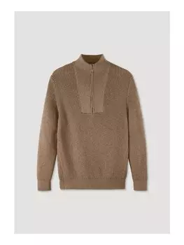 Пуловер Hessnatur Slub Troyer Regular aus reiner Bio Baumwolle, кэмел