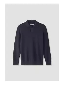 Пуловер Hessnatur Smart Polo aus reiner Bio Baumwolle, синий