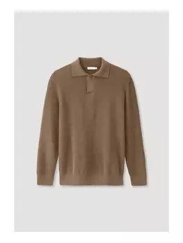 Пуловер Hessnatur Smart Polo aus reiner Bio Baumwolle, кэмел