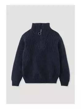 Пуловер Hessnatur Troyer Regular aus Bio Baumwolle, синий