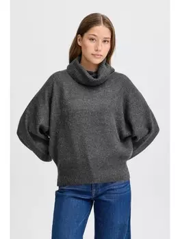 Пуловер ICHI Rollkragen, серый