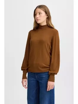 Пуловер ICHI Strick, коричневый