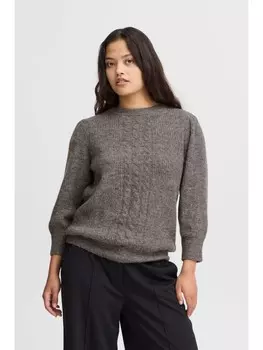 Пуловер ICHI Strick, серый