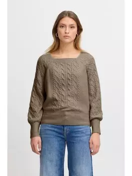 Пуловер ICHI Strick, серый