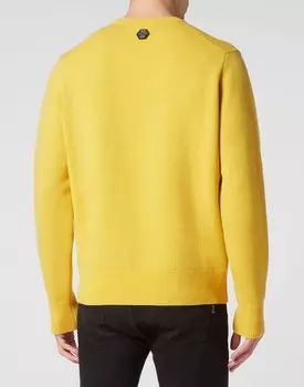 Пуловер из 100% ШЕРСТИ с круглым вырезом LS Love Philipp Plein, желтый