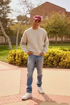 Пуловер из хлопковой смеси с круглым вырезом Forever 21, серый