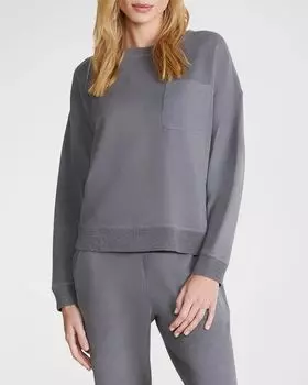 Пуловер из матового флиса Malibu Collection Barefoot Dreams, цвет Coal