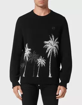 Пуловер из мериносовой шерсти LS Hawaii Philipp Plein, черный