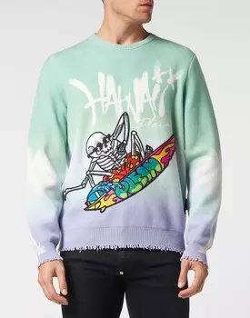 Пуловер из мериносовой шерсти LS Hawaii Philipp Plein, мультиколор