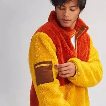 Пуловер из шерпы с молнией 1/2 MTN мужской Stoic, цвет Rust/Mineral Yellow/Blue Jewel