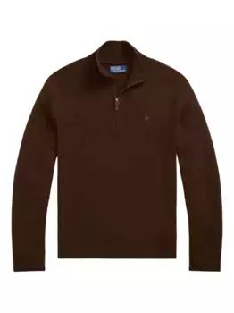 Пуловер из шерсти мериноса с воротником на молнии POLO RALPH LAUREN, коричневый