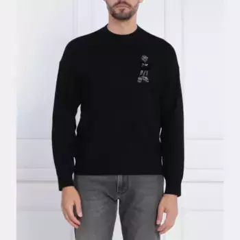 Пуловер из шерстяного свитшота Emporio Armani, черный