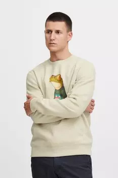 Пуловер из трикотажа с круглым вырезом и принтом лягушки Blend, бежевый