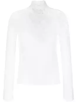 Пуловер из вирджинской шерсти с кружевом Ermanno Scervino, нейтральный