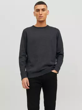 Пуловер Jack & Jones Dnner Langarm Strick Basic JJEBASIC, темно серый