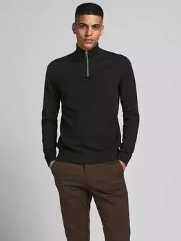 Пуловер Jack & Jones Dnner Strick Half Zip Stehkragen Sweater JJEEMIL, черный
