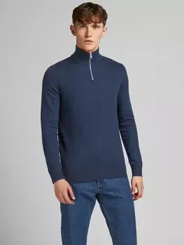 Пуловер Jack & Jones Dnner Strick Half Zip Stehkragen Sweater JJEEMIL, темно синий