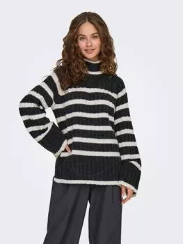 Пуловер JACQUELINE de YONG Pullover Knit it Rollkragen Langarm Lang, темно-серый
