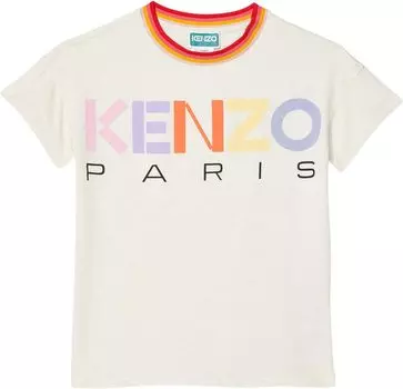 Пуловер Kenzo Jersey Dress, Stripped Ribber Collar, Multi Logo On Chest, цвет Grey Marl