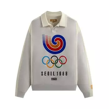 Пуловер Kith For Olympics Heritage Nelson Collared Pullover Light Heather Grey, серый