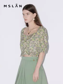 Пуловер короткий MSlan с квадратным воротником, черный